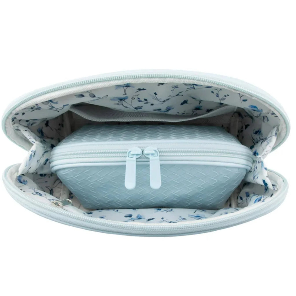 GloTech 2-pack Faux Leather Cosmetic Bags with Rechargeable Compact Mirror