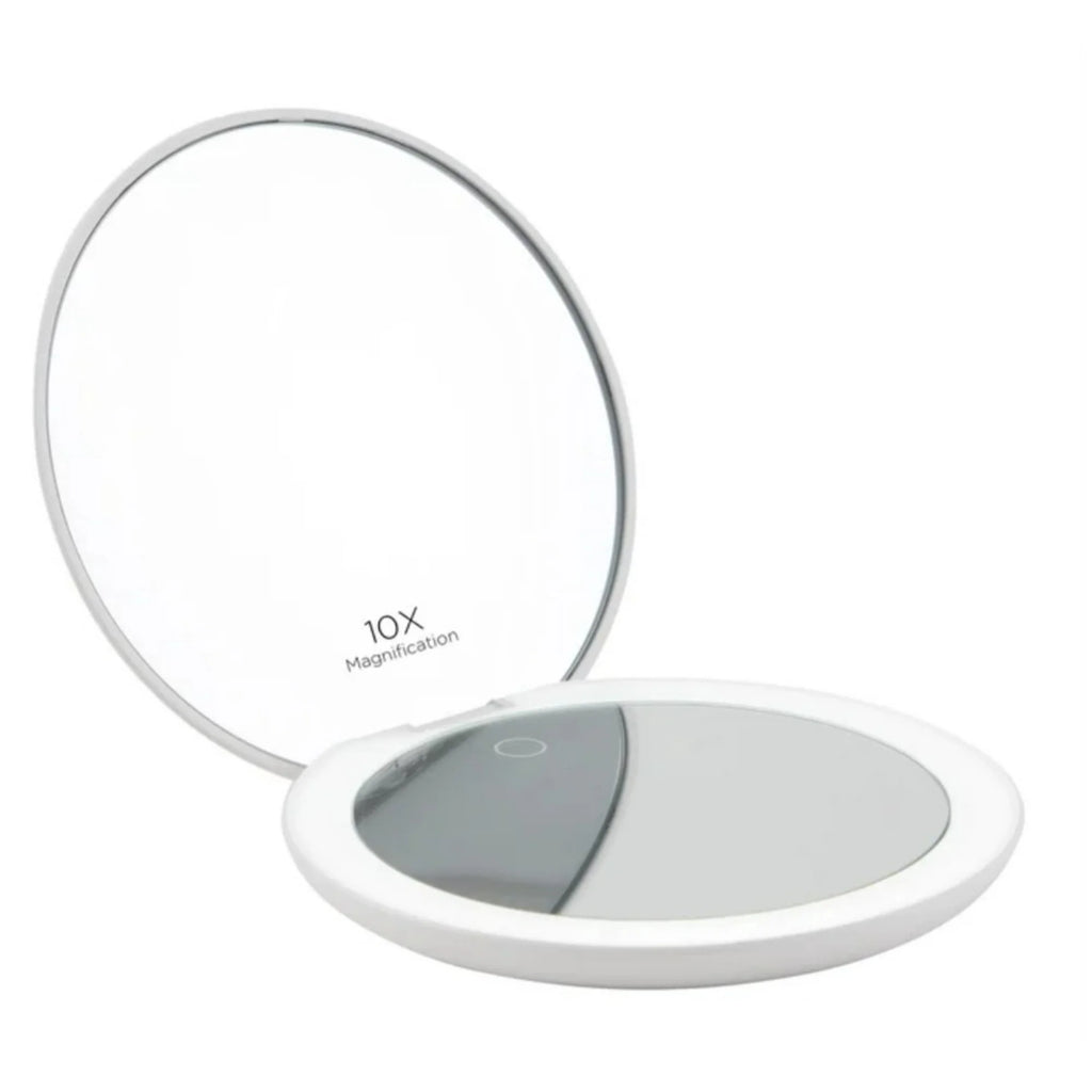 GloTech 2-pack Faux Leather Cosmetic Bags with Rechargeable Compact Mirror