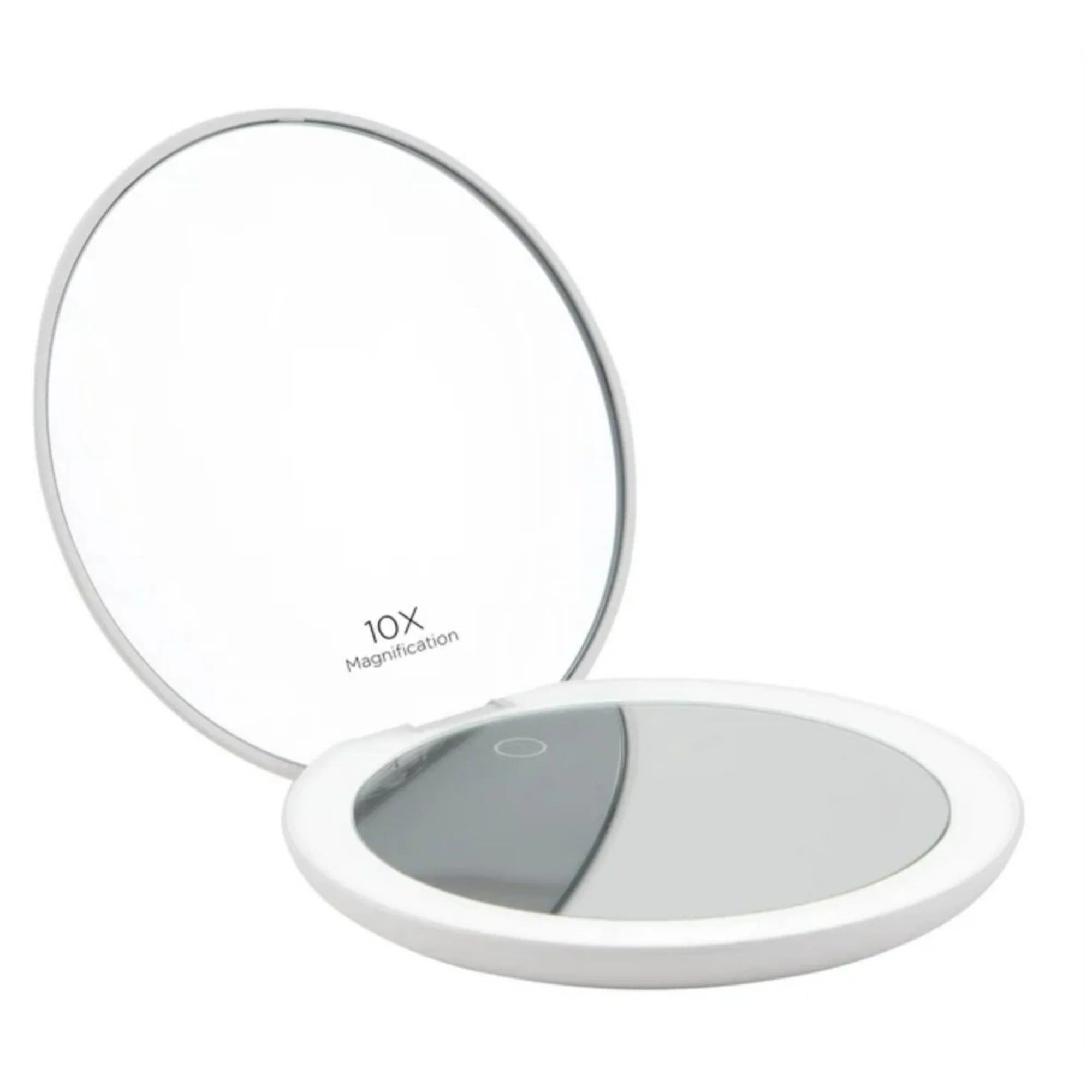 GloTech 2-pack Faux Leather Cosmetic Bags with Rechargeable Compact Mirror