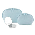 GloTech 2-pack Faux Leather Cosmetic Bags with Rechargeable Compact Mirror
